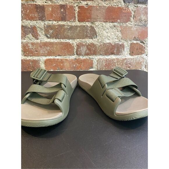 CHACO Army Green Outdoors Adjustable Strappy Sandal Slide Ladies Size 6 - Picture 4 of 11